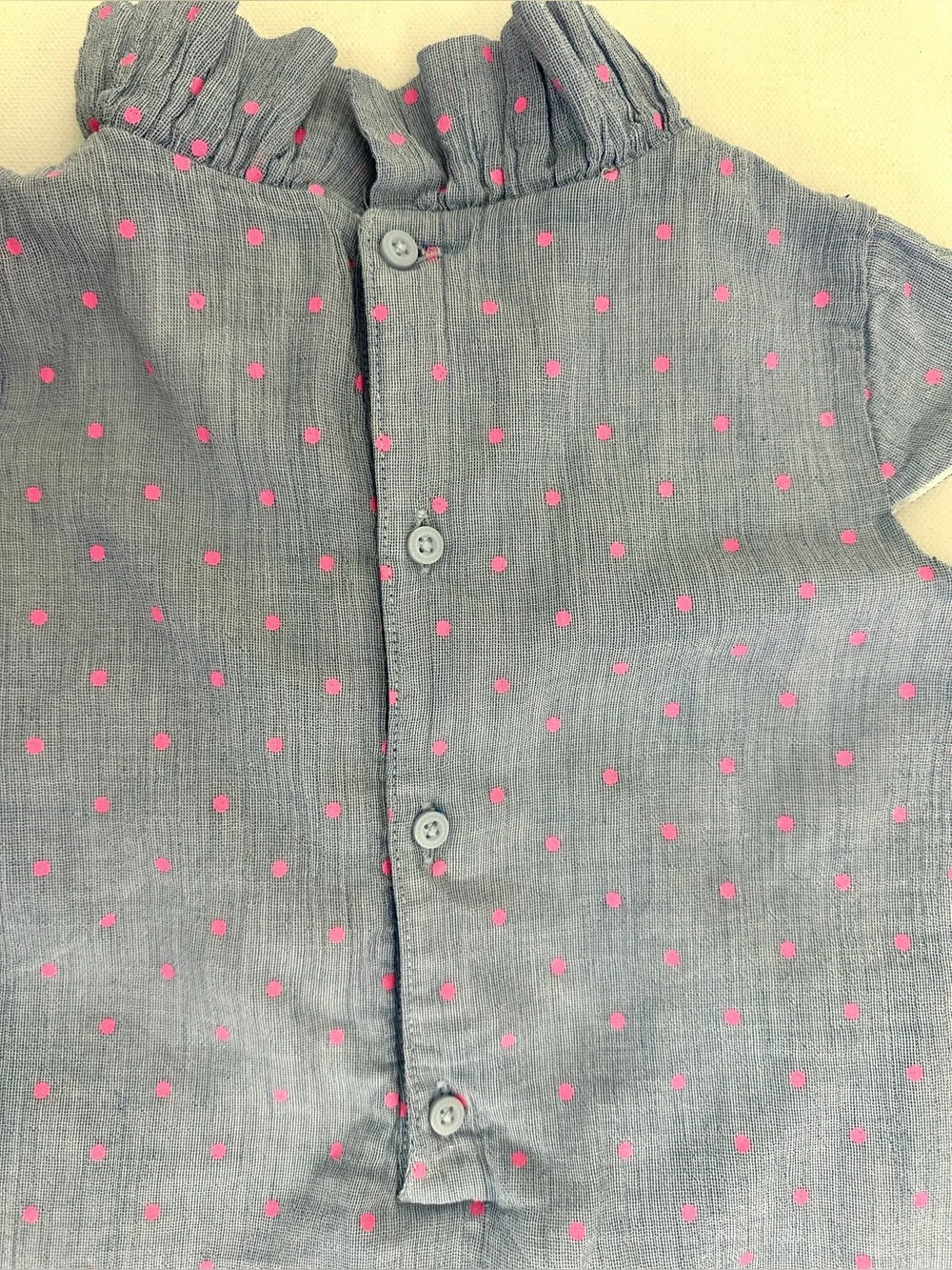 Carter's Blue Dress with Pink Polka Dots and Front Bow Detail.  Size 2T.